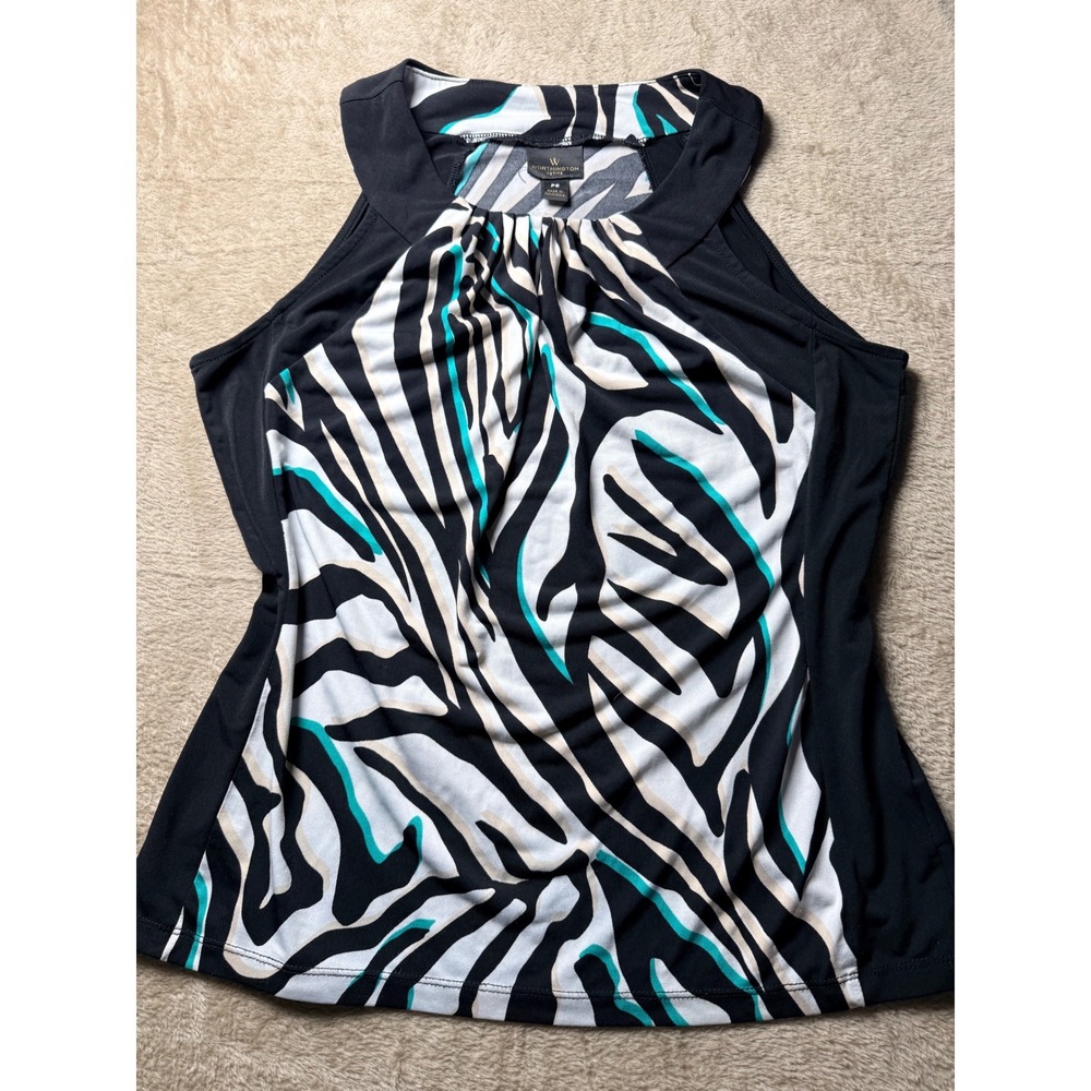 Worthington Petite Womens‎ Zebra Print Halter Sleeveless Blouse  PS Mob Wife